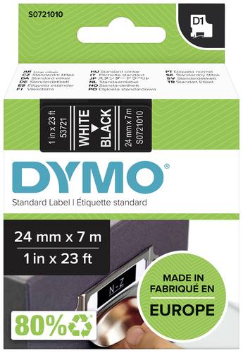 DYMO D1 53721 Bandfarbe: Schwarz Schriftfarbe:Weiß 24 mm 7 m
