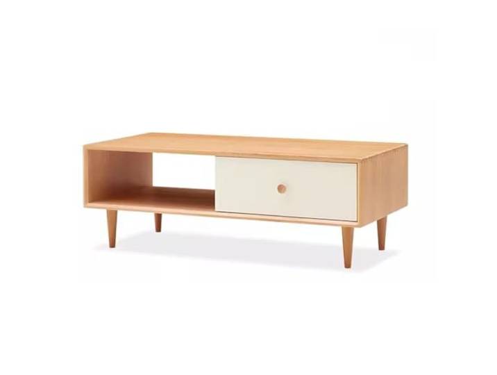 ksjdieunf Couchtisch Massivholz-Couchtisch mit Zwei Schubladen, nordischer Kleiner Blockhaus-Teetisch for Wohnzimmer, Schlafzimmer, Büro Tische for Wohnzimmer
