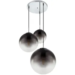 Chrom Decken Pendel Lampe Wohn Zimmer Fernbedienung Glas dimmbar im Set inkl. RGB LED Leuchtmittel