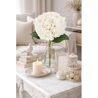 Kunstblume I.GE.A. "Künstliche Hortensie", weiß, B:23cm H:47cm L:18cm, Polyester, Kunstpflanzen, Einzelblume Stielblume Seidenblume Dekoblume für Vase, Hochzeit