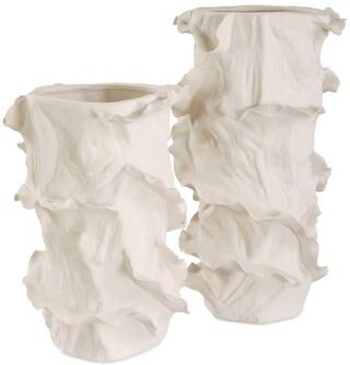 Uttermost Ripple Crest White Vases (Set of 2)
