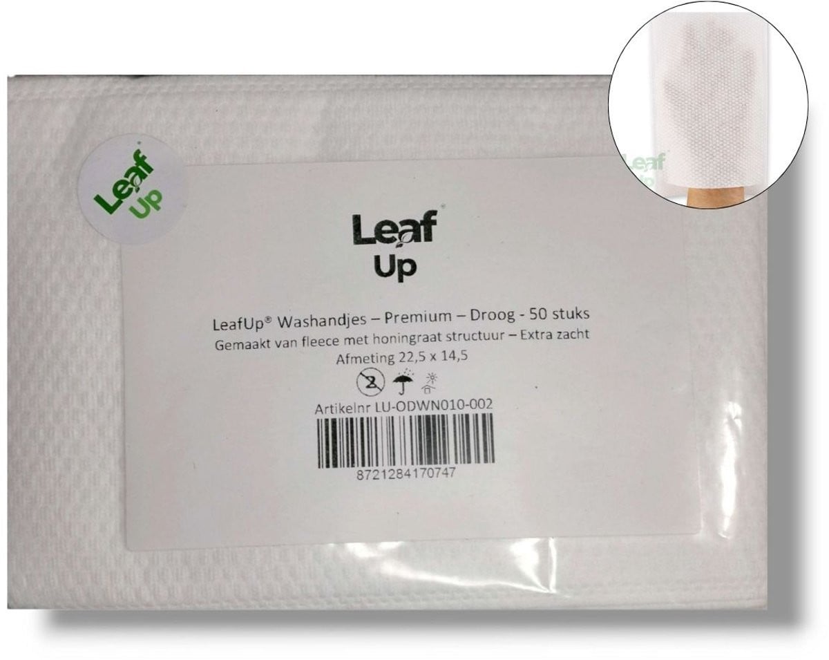 LeafUp® Wegwerp Washandjes Premium Droog 50 stuks