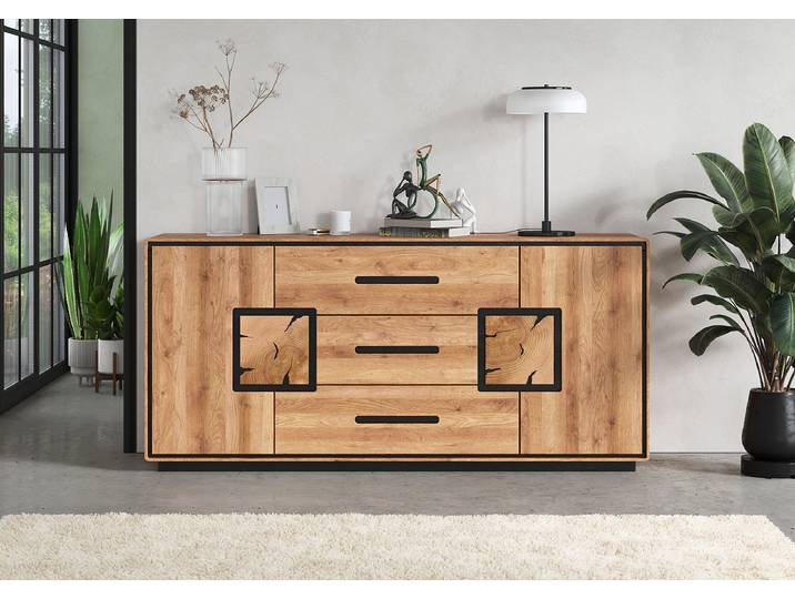 Massives Sideboard Woodrow 166 cm 166 x 77 x 40cm Holz/Braun