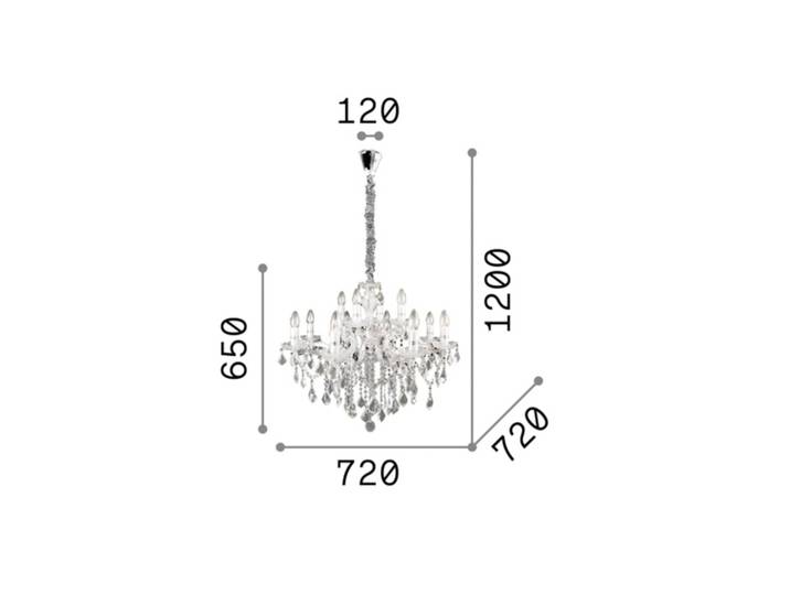 IDEAL LUX Kristall Kronleuchter Florian, dimmbar, chrom / silber, für Wohn- / Esszimmer, Glas, Kristall Kronleuchter
