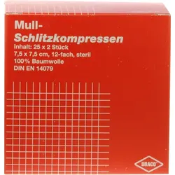SCHLITZKOMPRESSEN Mull 7,5x7,5 cm steril 12fach 25X2 St