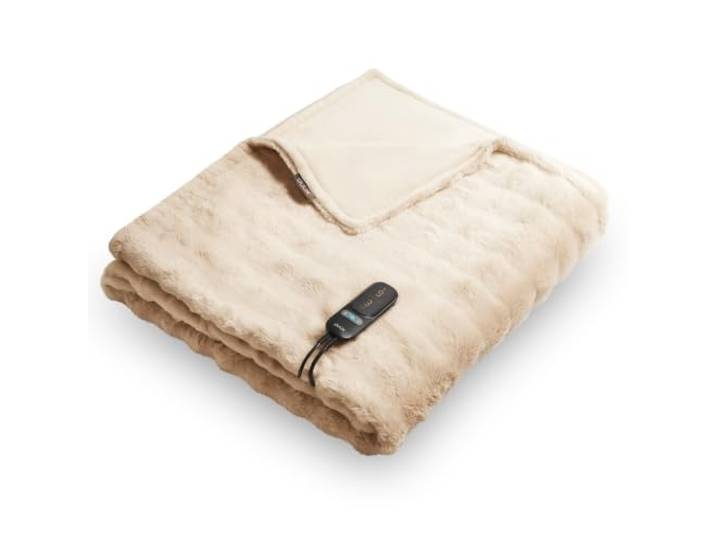 Duux Yentl Bubble Couverture chauffante\, électrique\, 200 x 200 cm\, Extra Douce\, 9 Niveaux de Chauffage et minuterie\, Lavable\, Protection Contre la surchauffe\, économe en énergie\, Beige