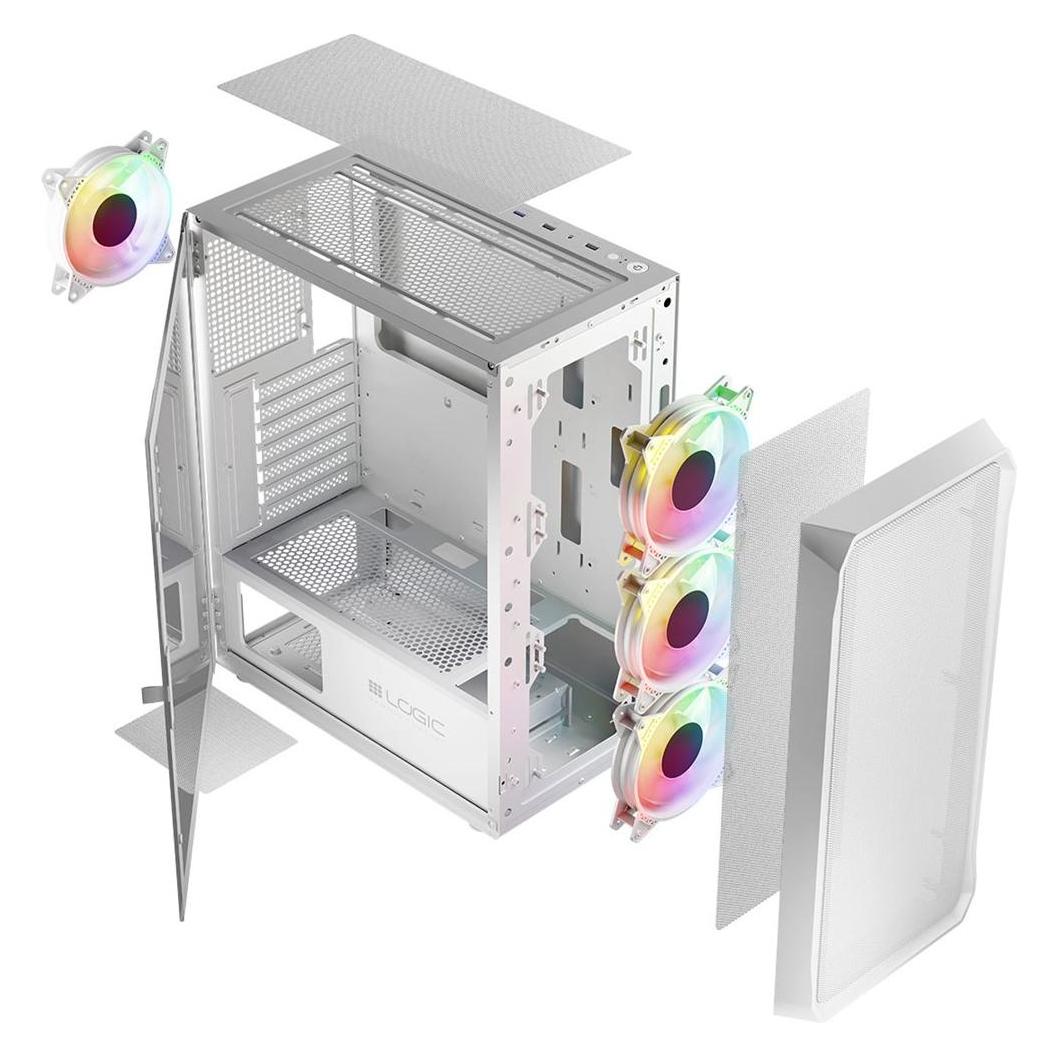 Logic PORTOS ARGB MINIDI USB-3.0-Gehäuse Weiss (ATX, mATX) (AT-PORTOS-20-0000000-0002)