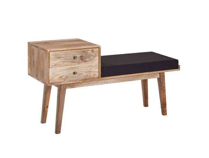 Banc à 2 tiroirs en tissu, gris