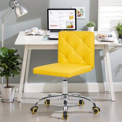 Javlergo Armless Office Desk Chair PU Leather Mid-Back Adjustable Height 360° Rolling Swivel for Home Office Work