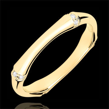 Edenly Ring Heiliger Urwald - Diamantenvielfalt 3 mm - 9 Karat Gelbgold