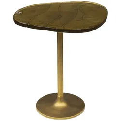 Beistelltisch Klidun Glas und Metall, modern, Antikgold, handgefertigt und einzigartig, Größe M