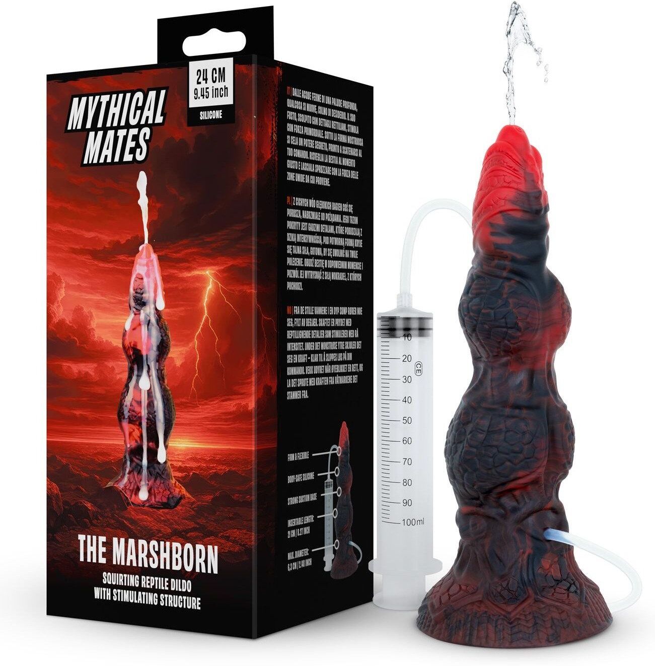 Mythical Mates Gode reptilien texturé avec fonction squirting et ventouse