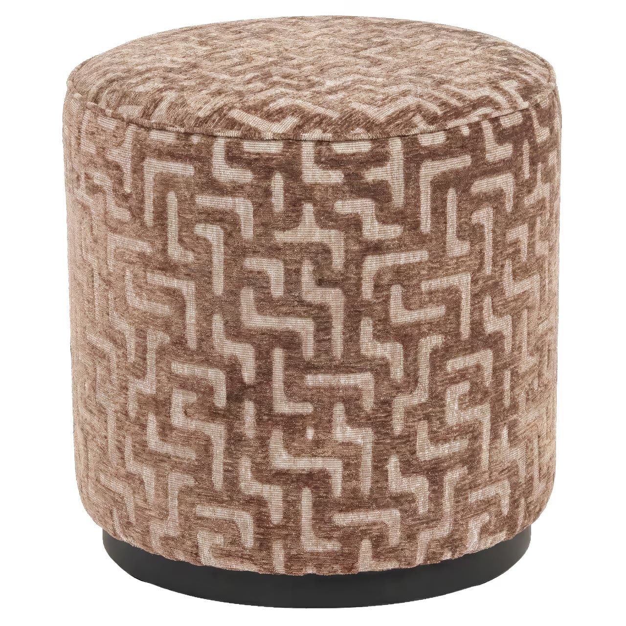 Richmond Interiors Poef Lexie Labyrinth Bruin Ø45cm