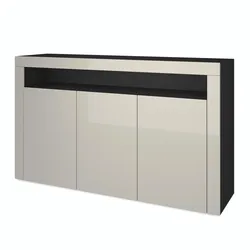 SIDEBOARD Valencia Sandgrau Hochglanz / Sandgrau Hochglanz