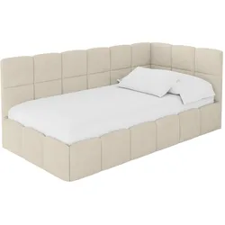 EINZELBETT Jugendbett mit Bettkasten Links, mit Matratze - LIVY 80x200 Beige