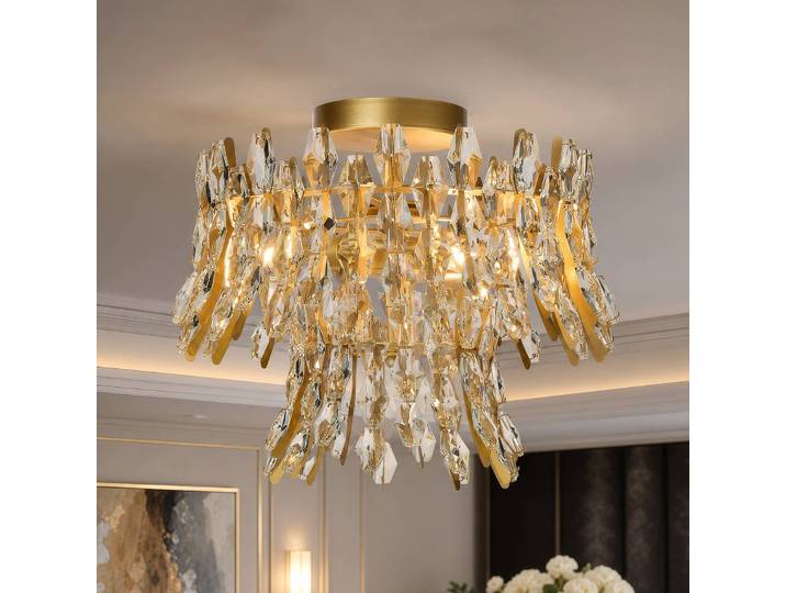 Searchlight Deckenlampe Monarch, dimmbar, messing / gold, für Wohn- / Esszimmer, Metall, Deckenlampe