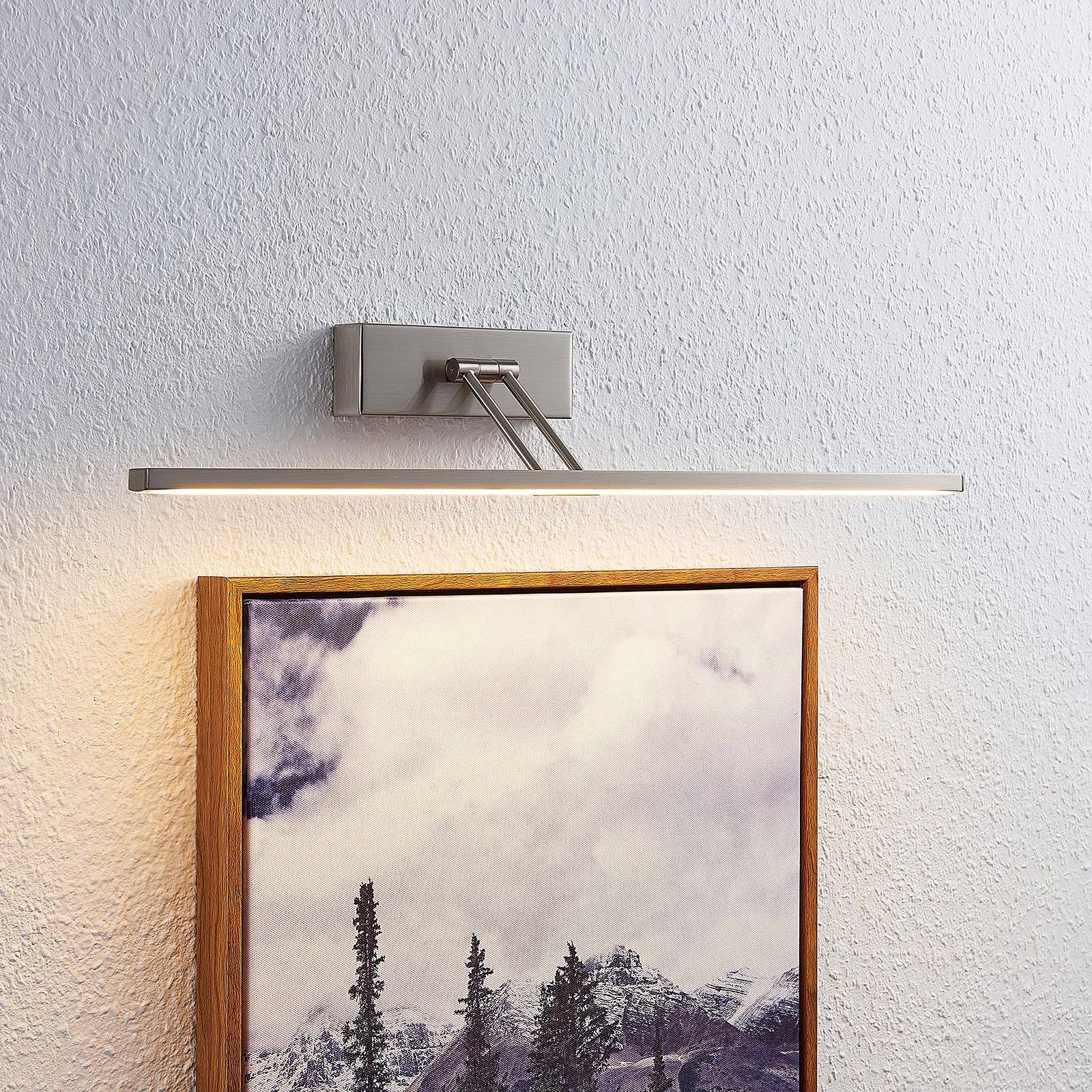 Lucande Thibaud LED-Bilderleuchte, nickel, 51,4 cm, alu / grau / zink, für Wohn- / Esszimmer, Metall, Modern, Wandleuchte, Wandlampe Innen