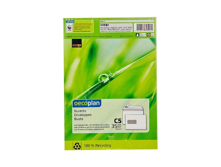 Oecoplan Kuvert C5 Fenster links 35 Stück