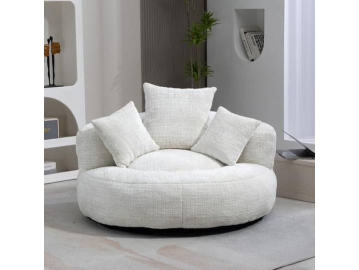 XINGNING Komfort Loungesessel Mit Hoher Rückenlehne für Erwachsene und Kinder, Gaming Sitzsack mit DREI Kissen für Wohnzimmer, Schlafzimmer und Büro (Beige + Chenille + Foam)