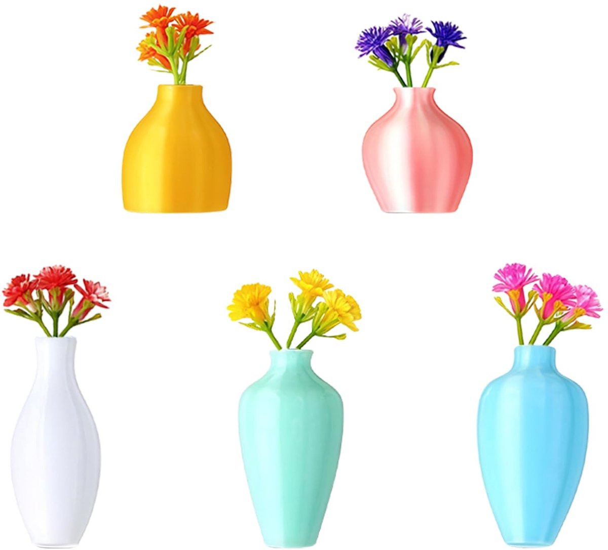 Set van 5 magnetische mini vazen voor koelkast en decoratie