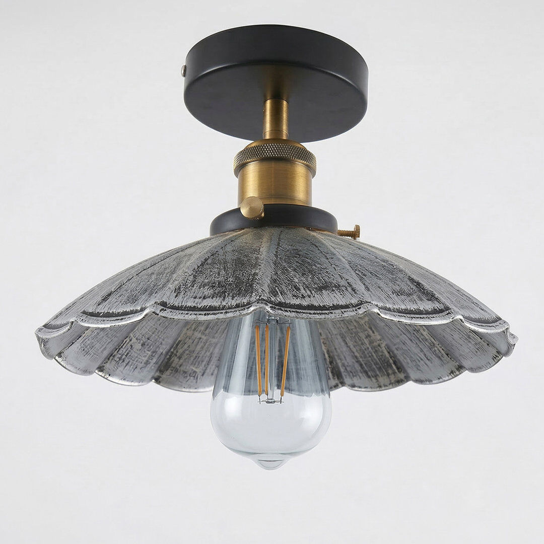 Rio Semi Flush Mount Brushed Silver 6cm H X 22cm W X 22cm D