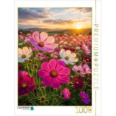 CALVENDO Puzzle Blühende Wiese im goldenen Licht | 1000 Teile Lege-Größe 64x48cm Foto-Puzzle für glückliche Stunden
