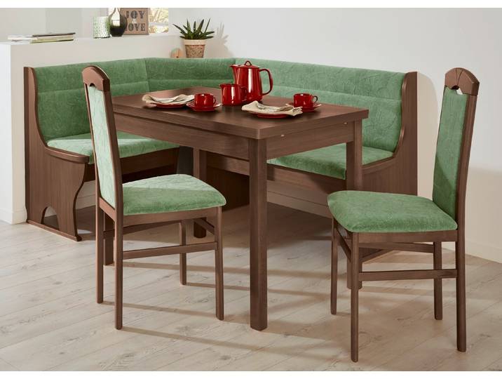 Stilvolle Esszimmermöbel, Nussbaum-Grün, 2er-Set Stühle