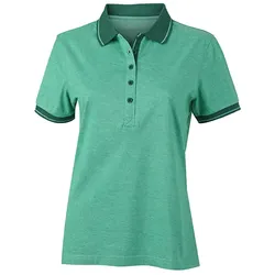 Damen Polo-Shirt Melange "JN705" - S - green-melange/dark-green