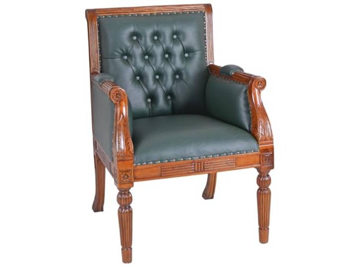 Library Chair Ledersessel Mahagoni Sessel Chesterfield Bibliotheksessel Grün gepolstert mar107 Palazzo Exklusiv