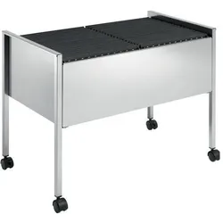 Durable, Rollcontainer, Hängemappenwagen "Economy 100 DUO", silber metallic zweireihig, Mappenboy aus epoxidharzbeschichtete (76 x 42.50 x 59.20 cm)