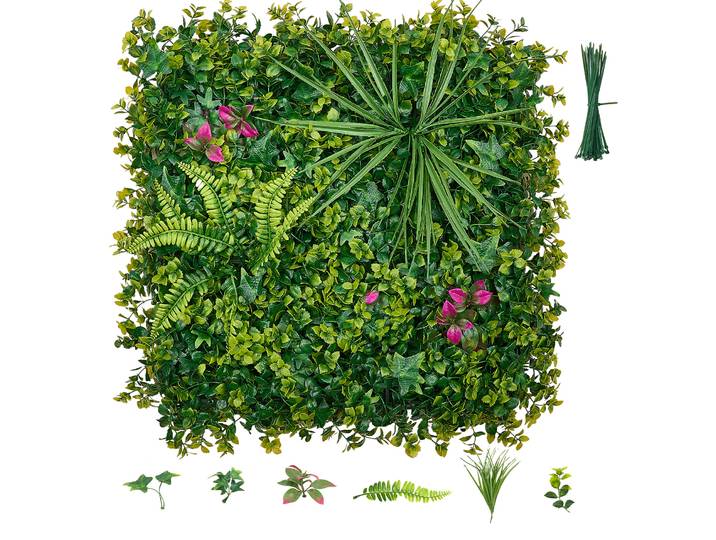 Vevor Mur Vegetal Artificiel 50\,8x50\,8 Cm Haie Artificielle Lot De 12 Panneaux Feuillage Artificiel Brise Vue De Balcon Pour Decoration\, Mariage\, Interieur Et Exterieur\, Cloture De Jardin\, Terrasse