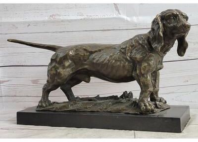 Bronzhaus Bet Hound Imitative Dog Figure Art Deco Bronze Sculpture On Marble Base Figurine Gift