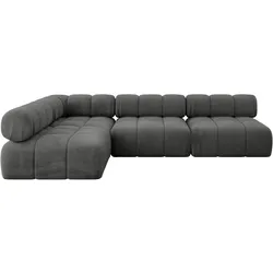 ECKSOFA modulares Sofa Samaro-L2 - 285x190x70 cm Dunkelgrau Velours