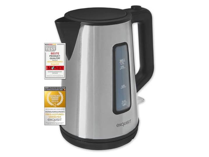 Exquisit Wasserkocher WK 6119 isw - 1,7 Liter - 2200 Watt - Edelstahl