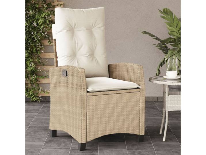 vidaXL Sitzgruppe vidaXL Gartensessel mit Kissen Verstellbar Beige Poly Rattan