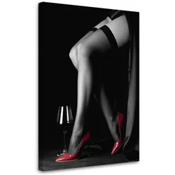 LEINWANDBILD Beine einer Frau in roten High Heels 80x120cm