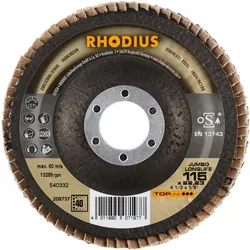 Rhodius, Schleifmittel, TOPline JUMBO LONGLIFE EXTENDED Fächerschleifscheibe 115 x 22,23 mm K40 (40)