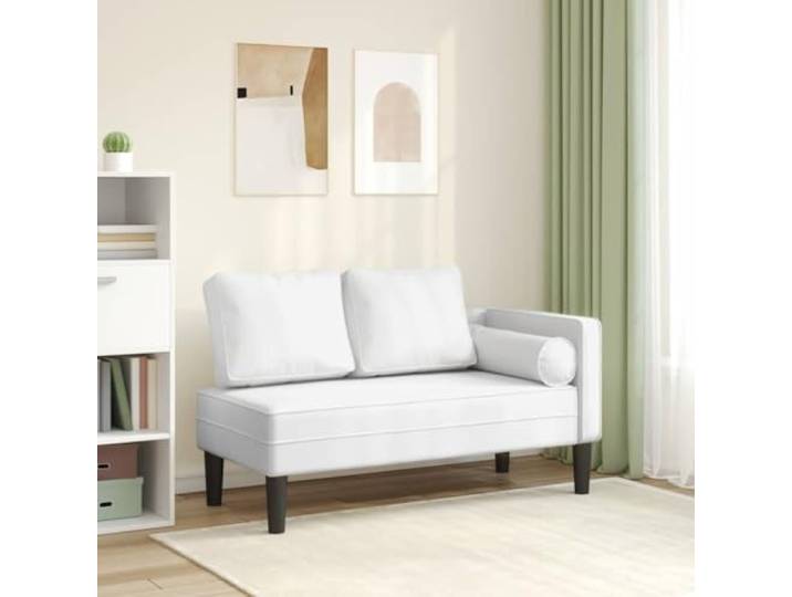 ZXQVLMRS Chaiselongue Weiß Kunstleder Liegesessel Relaxliege mit Kissen für Wohnzimmer Schlafzimmer