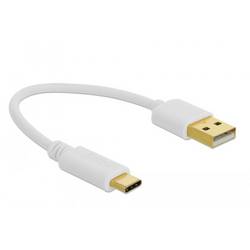 Delock USB-Kabel USB-A Stecker, USB-C® Stecker 0.15 m Weiß 85355
