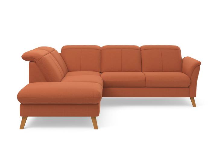 Ecksofa, Struktur weich, Orange (Terra) 250×220 cm, Ottomane Links, TV-Funktion, Bettfunktion, sit&more
