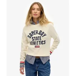 Superdry für Damen. W6110629A Beiger Pullover mit Intarsien-Grafikmuster (XS), Weiß, Lässig, Baumwolle