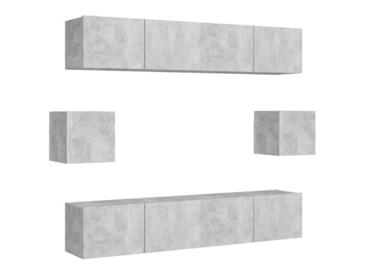 Makastle 6-TLG. TV-Schrank-Set Betongrau Holzwerkstoff