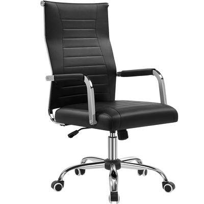 Yaheetech Bürostuhl mit Wippfunktion, Ergonomischer Schreibtischstuhl, höhenverstellbarer Drehstuhl, Arbeitsstuhl bis 136 kg Belastbar, Schwarz