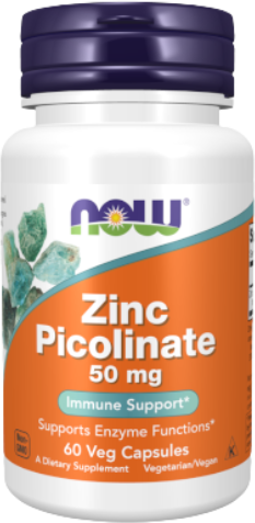 Now Zinc Picolinate 50mg Sistema Imunitário e Saúde da Pele 60caps