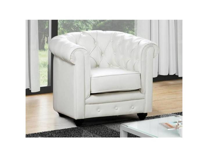 Fauteuil en simili VENTE-UNIQUE CHESTERFIELD - Blanc - 1 place - Avec accoudoirs