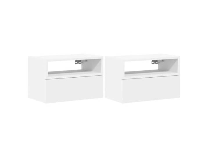 KDVXBCQJH Wand-Nachttische 2 Stk. Weiß 45x26x28,5 cm Holzwerkstoff Platzsparende Schweberegal-Nachtkommoden mit Schublade und Ablage für Ihr Schlafzimmer, pflegeleicht und robust.