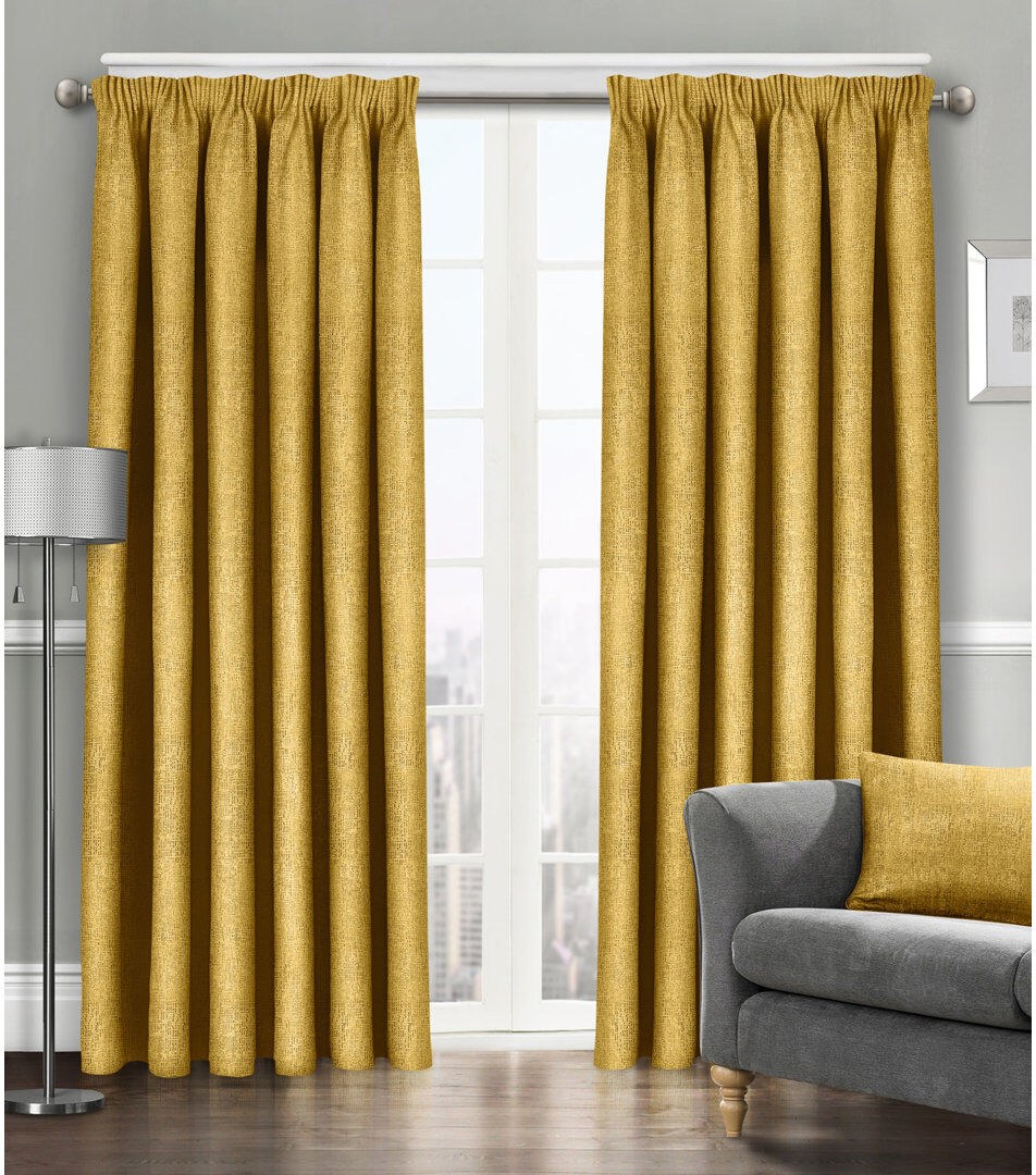 17 Stories Faliha Curtain Ochre 66cm Width x 54cm Drop