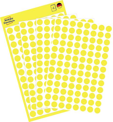 Avery-Zweckform 3013 Markierungspunkte Etiketten Ø 8mm Gelb 416 St. Permanent haftend Papier