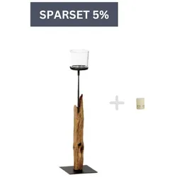 Holz Windlicht Laura Windlicht 45 cm + eine Kerze-Ivory