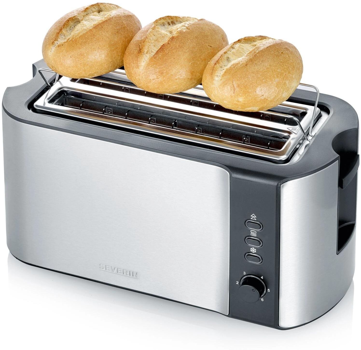 Severin Toaster "AT 2590 Schwarz/Silber", schwarz (schwarz, silberfarben), B:38cm H:19cm, Toaster, Toaster schwarz, silberfarben Einheitsgröße